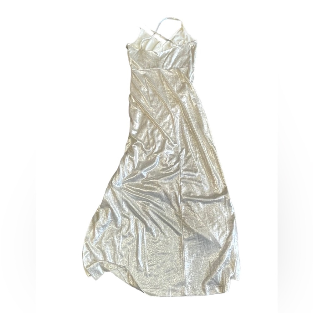 Eliza J Women's Silver Slitted Ruched Full-length Evening Sheath Dress l… - Picture 2 of 11